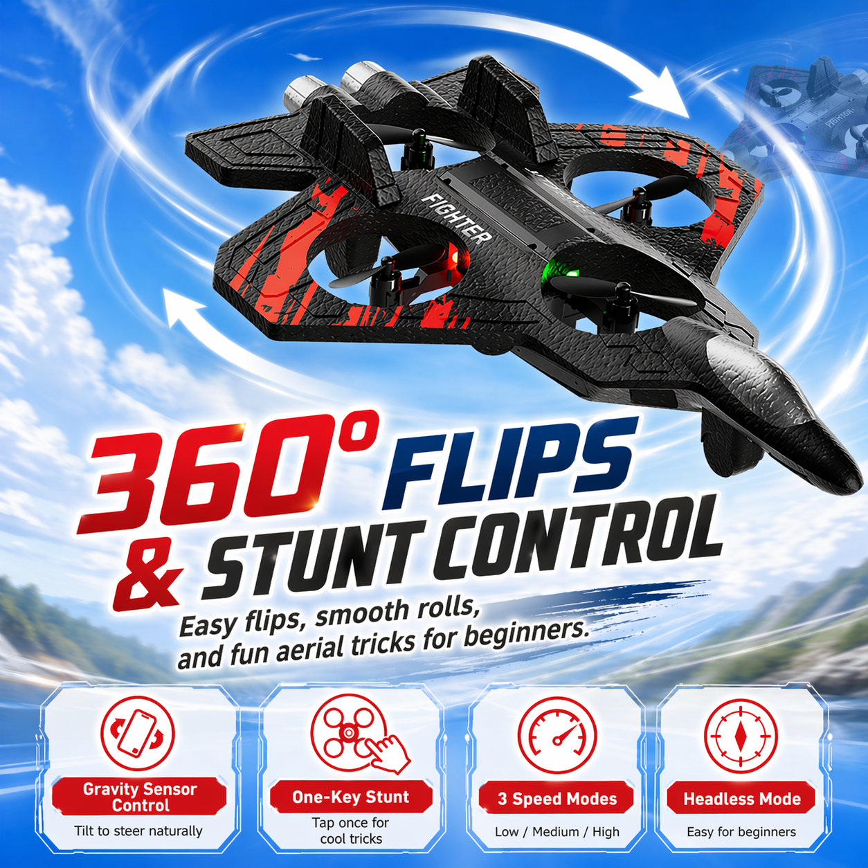 🔥BVJ® Foam RC Stunt Plane🛩️-Capable of 360° flips and stunt rolls🎉
