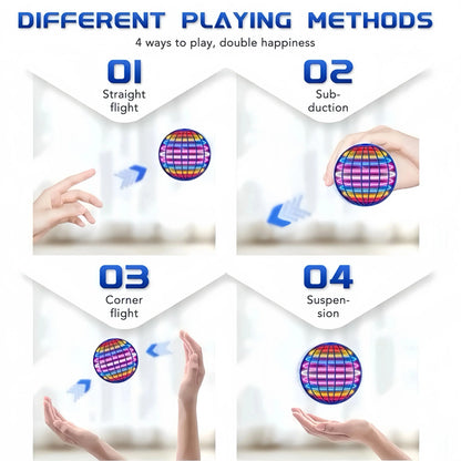 🌐  Flying Boomerang 𝐔𝐅𝐎 Spinner – Hand-Controlled 360° LED Hover Ball