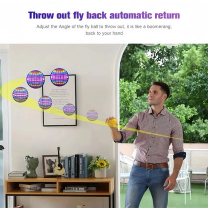 🌐  Flying Boomerang 𝐔𝐅𝐎 Spinner – Hand-Controlled 360° LED Hover Ball