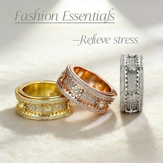 💎 Billhol® Stressverminderende ring| met glinsterende zirkonium stenen｜Simple and versatile｜perfect for everyday wear