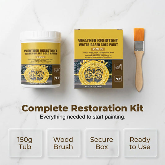🥳2026 HOT SALE🥳💞50K+ SOLD! 🏠✨ 50% OFF! Weatherproof Gold Paint – Water-based, brilliant gloss. Safe for metal, wood, and stone. Withstands rain and sun! 🖌️💛