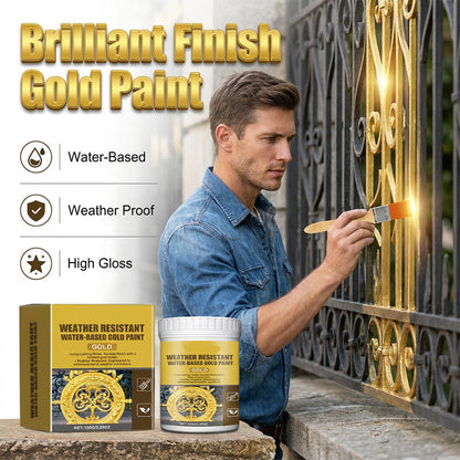 🥳2026 HOT SALE🥳💞50K+ SOLD! 🏠✨ 50% OFF! Weatherproof Gold Paint – Water-based, brilliant gloss. Safe for metal, wood, and stone. Withstands rain and sun! 🖌️💛