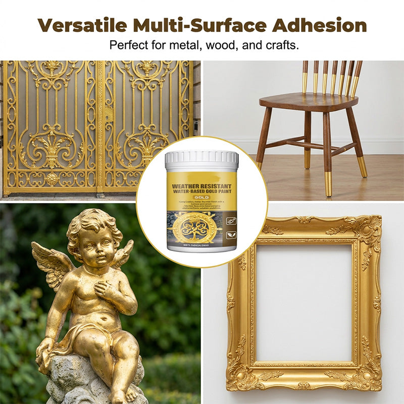 🥳2026 HOT SALE🥳💞50K+ SOLD! 🏠✨ 50% OFF! Weatherproof Gold Paint – Water-based, brilliant gloss. Safe for metal, wood, and stone. Withstands rain and sun! 🖌️💛