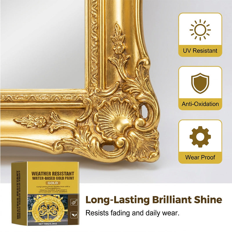 🥳2026 HOT SALE🥳💞50K+ SOLD! 🏠✨ 50% OFF! Weatherproof Gold Paint – Water-based, brilliant gloss. Safe for metal, wood, and stone. Withstands rain and sun! 🖌️💛