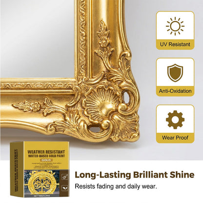 🥳2026 HOT SALE🥳💞50K+ SOLD! 🏠✨ 50% OFF! Weatherproof Gold Paint – Water-based, brilliant gloss. Safe for metal, wood, and stone. Withstands rain and sun! 🖌️💛