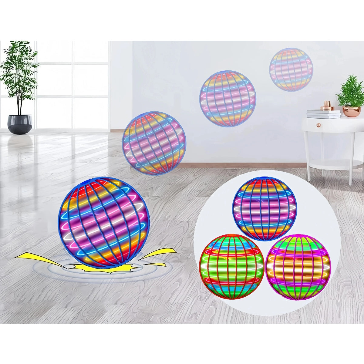 🌐  Flying Boomerang 𝐔𝐅𝐎 Spinner – Hand-Controlled 360° LED Hover Ball