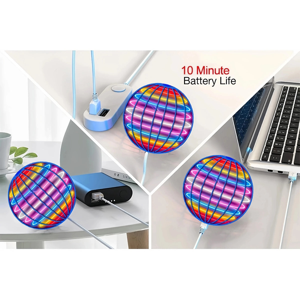 🌐  Flying Boomerang 𝐔𝐅𝐎 Spinner – Hand-Controlled 360° LED Hover Ball